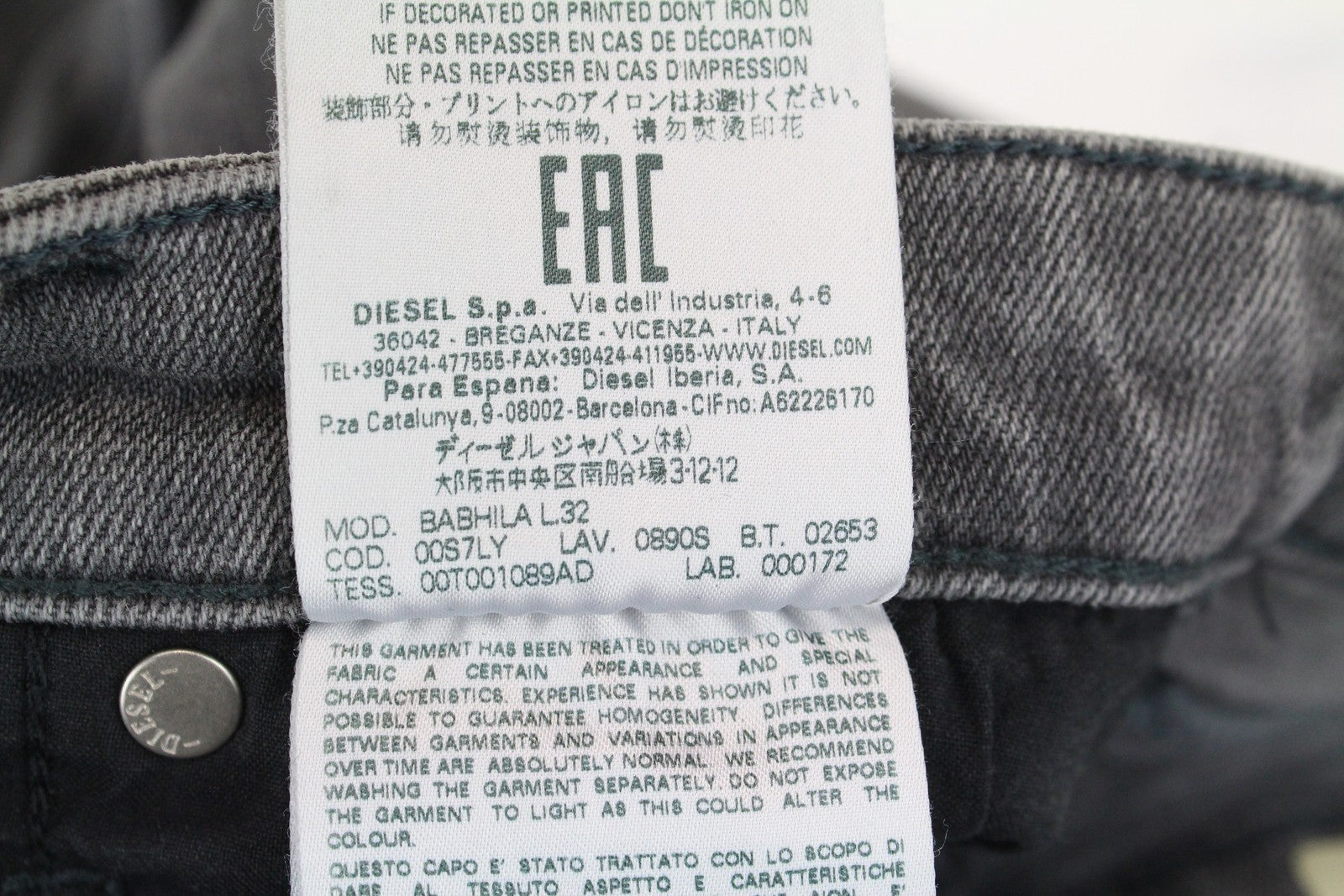 DIESEL Babhila 0890S Women Jeans W32/L32 Slim-Skinny Fit Cotton Stretch Grey