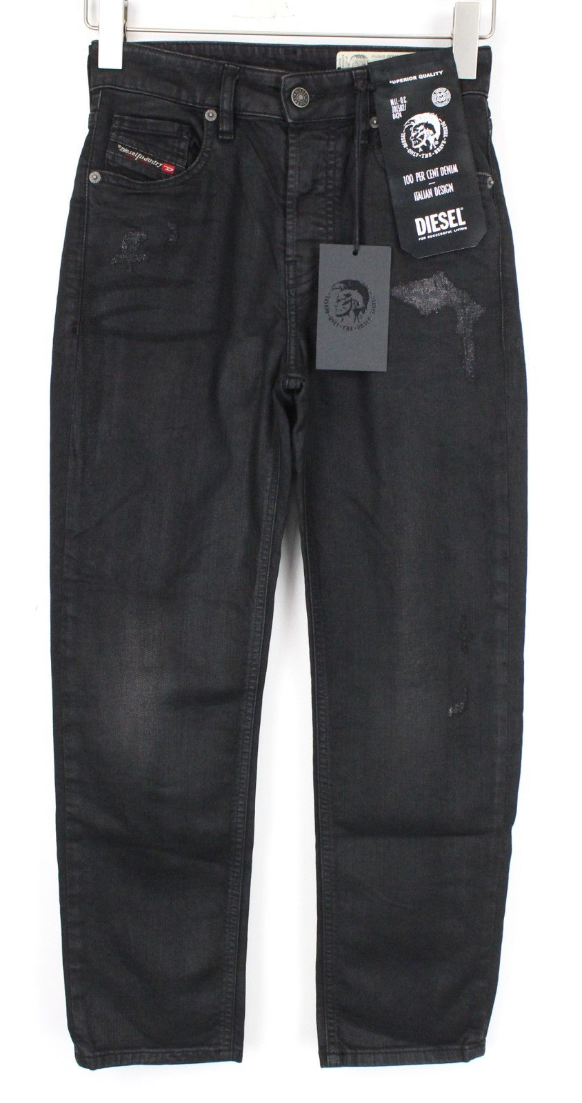 DIESEL Aryel 069JD Women Jeans W23/L32 Girls Straight Cropped Stretch Black