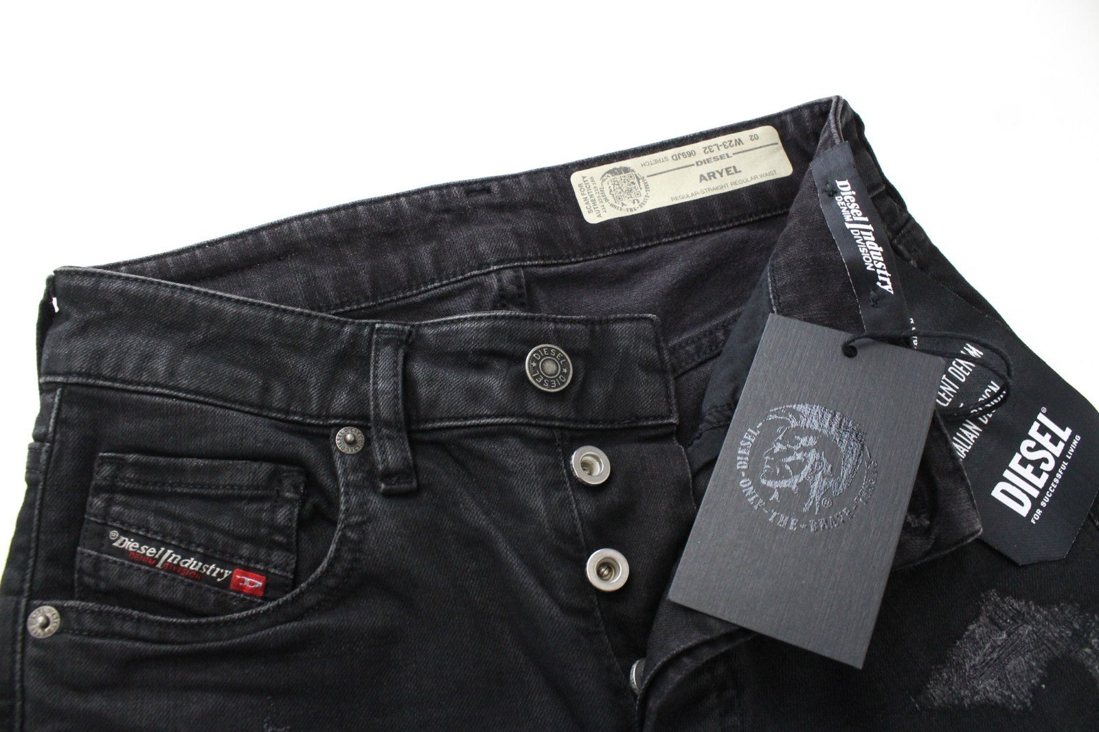 DIESEL Aryel 069JD Women Jeans W23/L32 Girls Straight Cropped Stretch Black