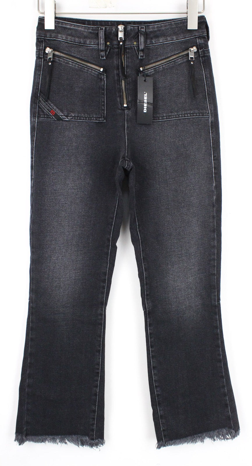 DIESEL D-Earlie 080AP Women Jeans W26/L32 Slim Cropped Dark Grey Cotton Blend