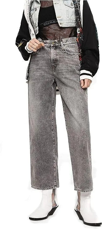 DIESEL Widee 8880X Women Jeans W24/L30 Girls Straight Fit Washed Grey Cotton