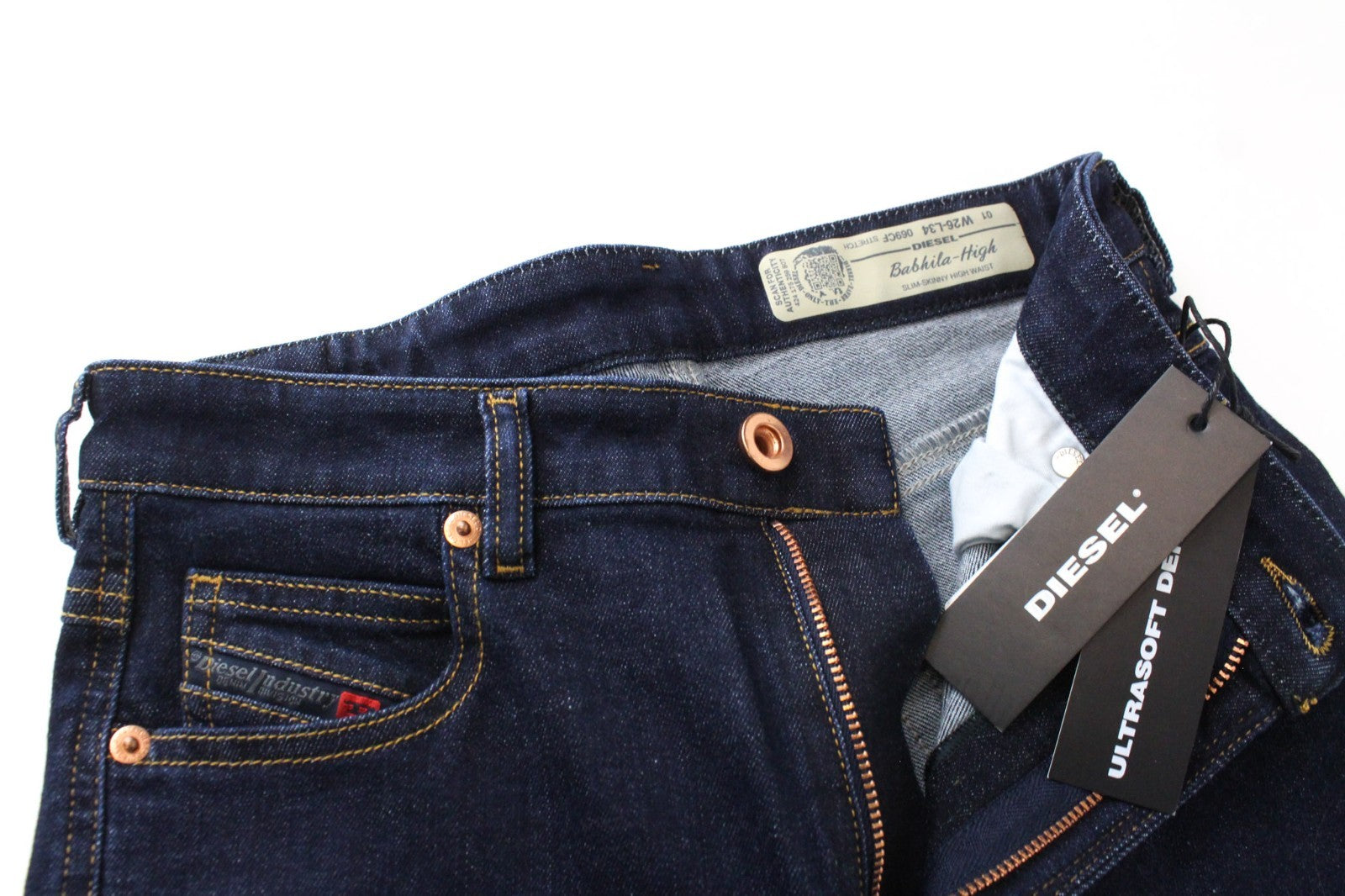 DIESEL Babhila-High 069CF Women Jeans W26/L34 Slim Skinny Dark Blue Stretch