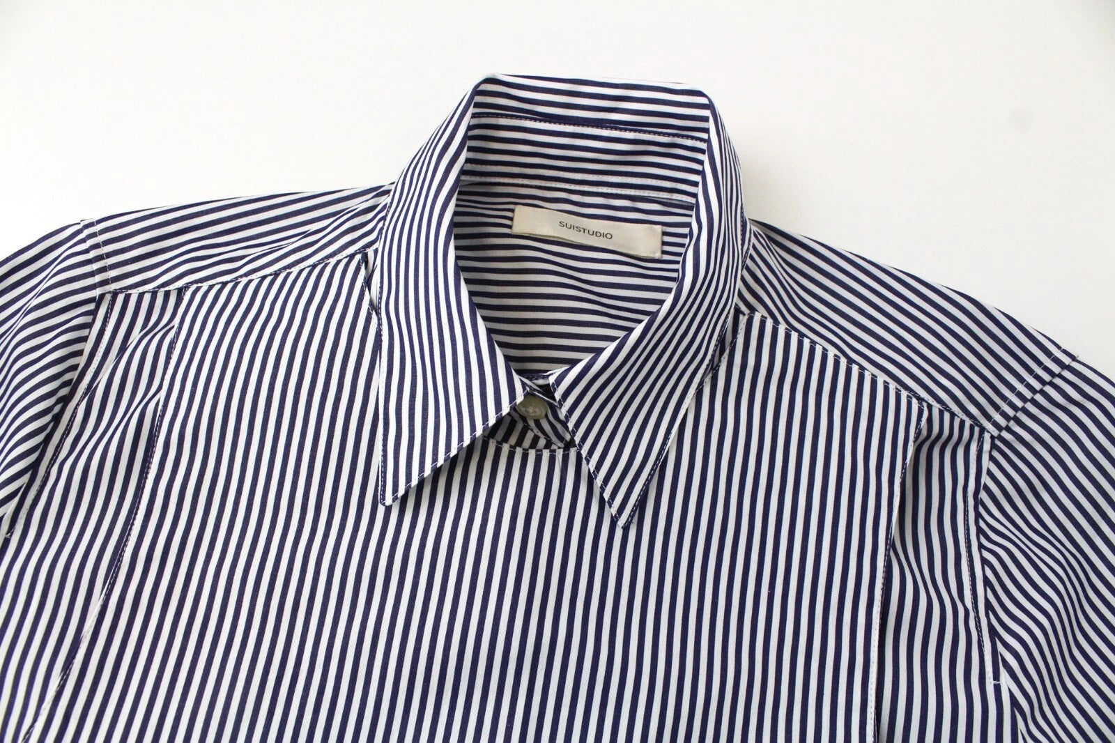 SUISTUDIO Babs Women Shirt UK8R XS Blue White Striped Cotton Long Sleeve Layered