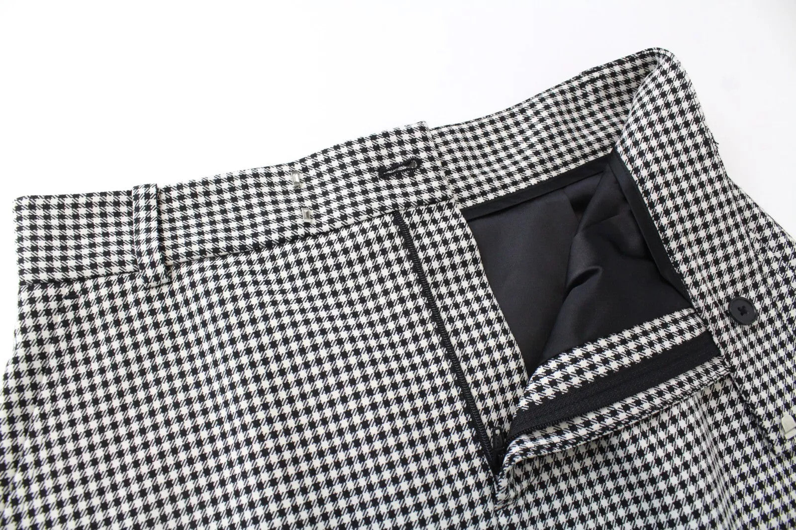 SUISTUDIO Edan Women Skirt EU34 XS Black White Houndstooth Pattern Formal