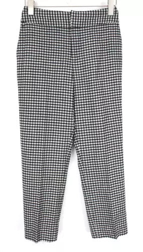 SUISTUDIO Lane Women Trousers UK12S W30 Black White Checked Wool Cotton Stretch