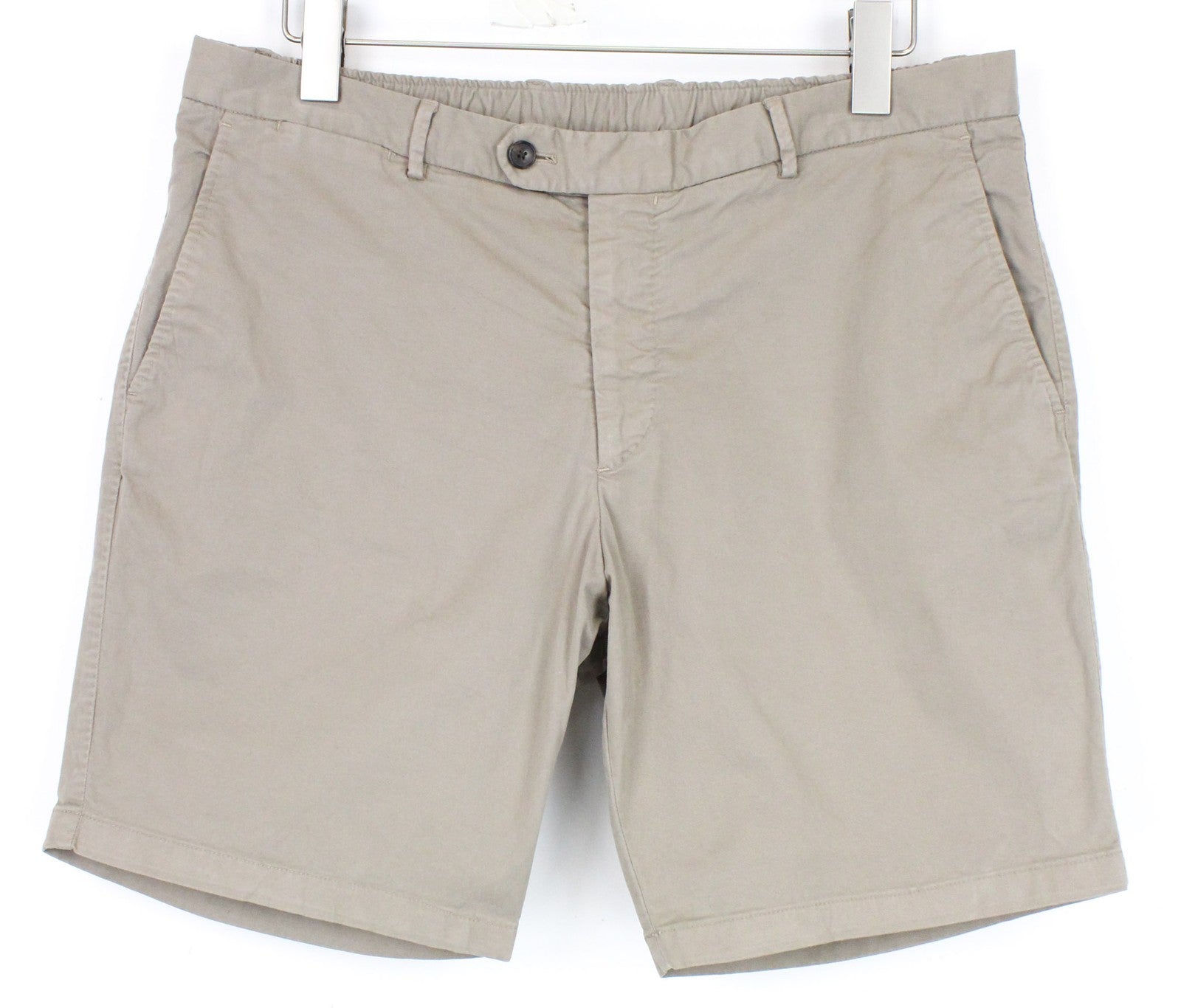SUITSUPPLY Men Shorts W36 Grey Brown Flat Front Cotton Stretch Casual Summer