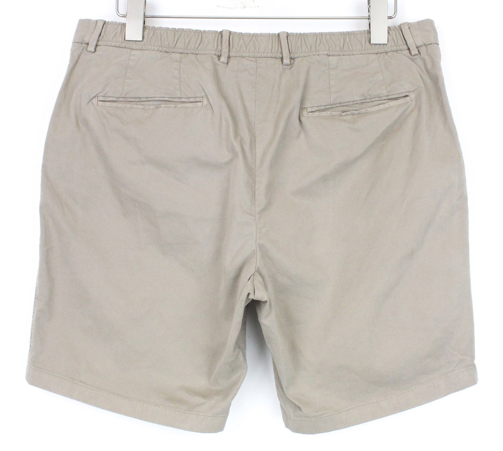 SUITSUPPLY Men Shorts W36 Grey Brown Flat Front Cotton Stretch Casual Summer