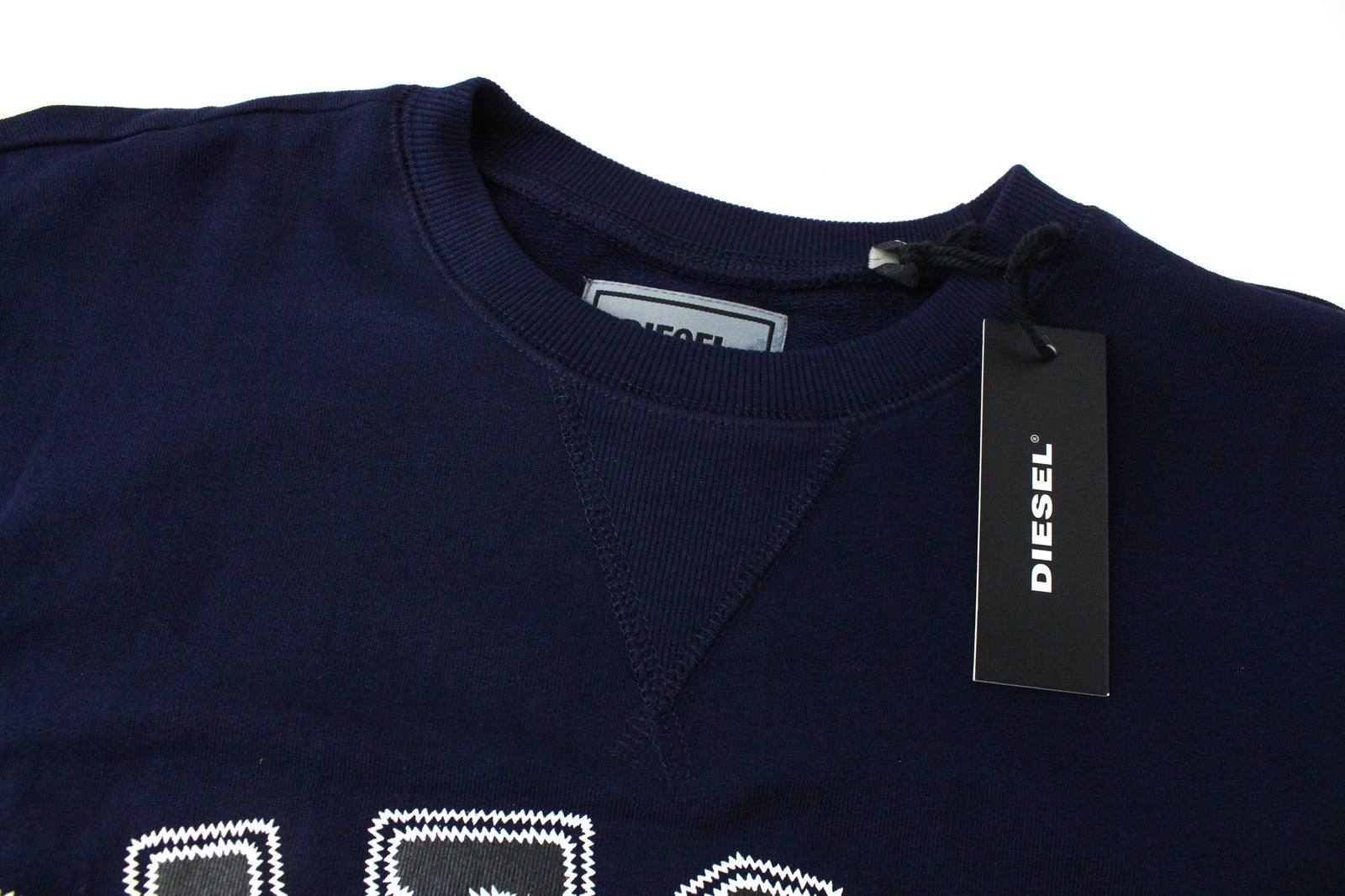 DIESEL S-Joe Men Sweatshirt L Blue Logo Long Sleeved Pull On Pure Cotton
