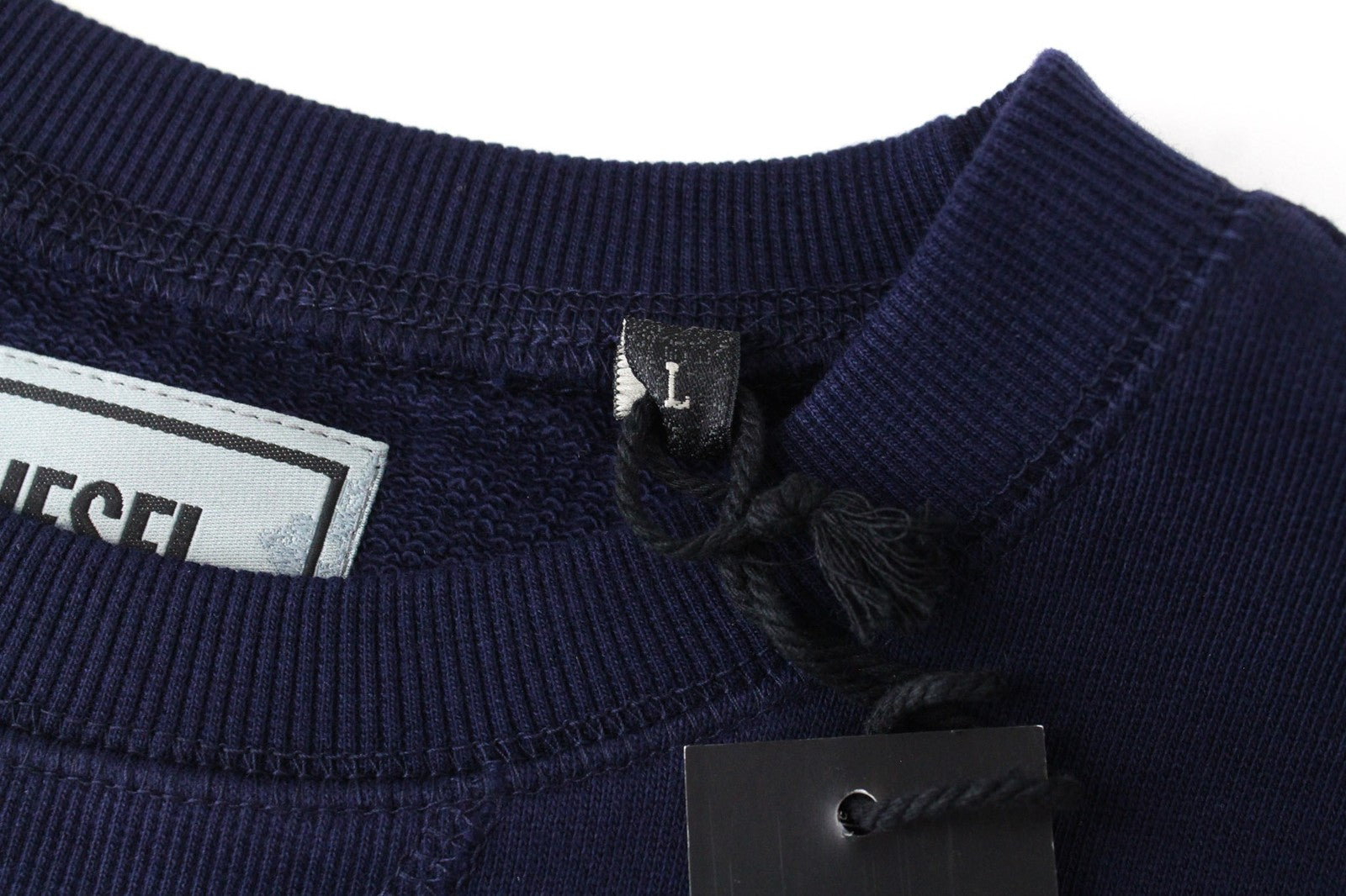 DIESEL S-Joe Men Sweatshirt L Blue Logo Long Sleeved Pull On Pure Cotton