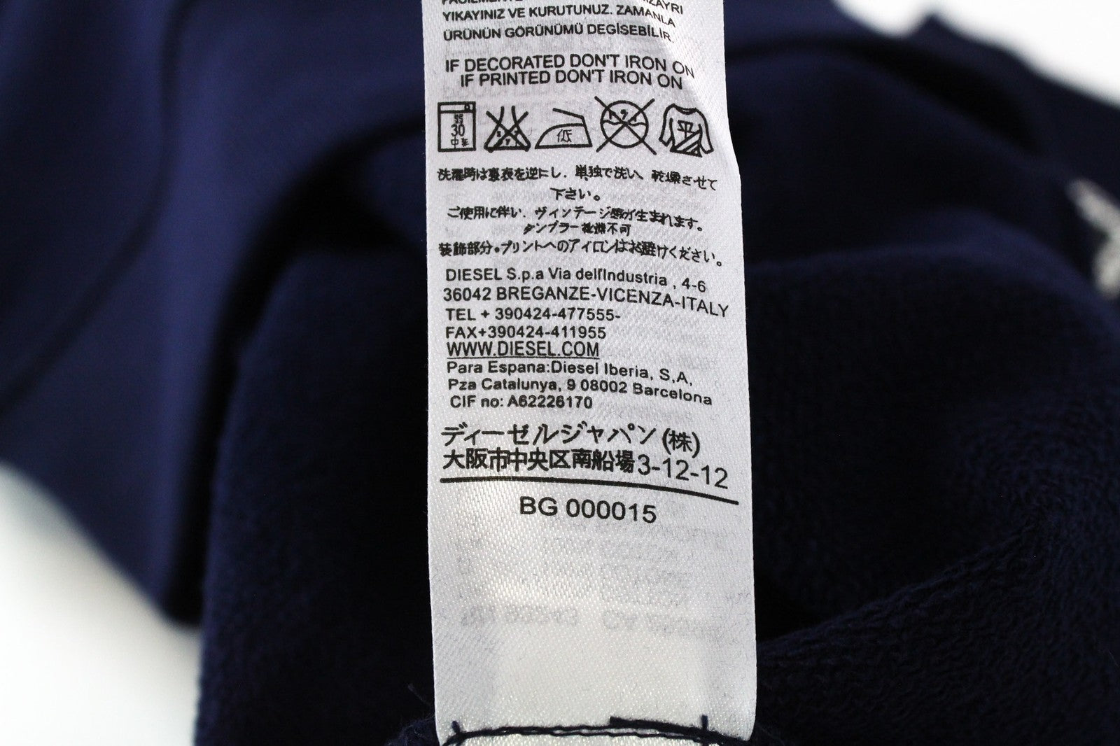 DIESEL S-Joe Men Sweatshirt L Blue Logo Long Sleeved Pull On Pure Cotton