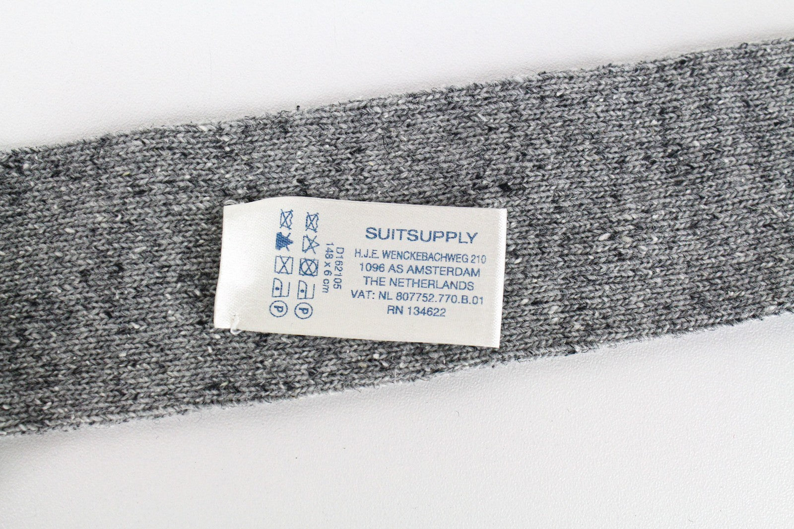 SUITSUPPLY Men Tie 148 x 6 cm Grey Wool Silk Blend Knitted Squared-End