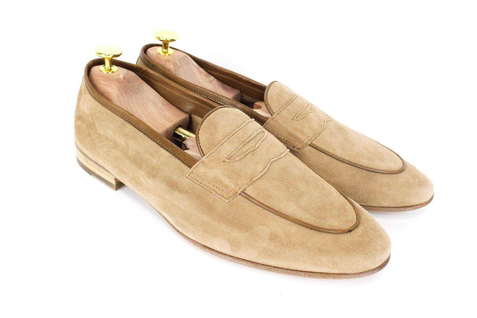 SUITSUPPLY Men Formal Shoes EU43 Camel Brown Suede Classic Slip On Loafers