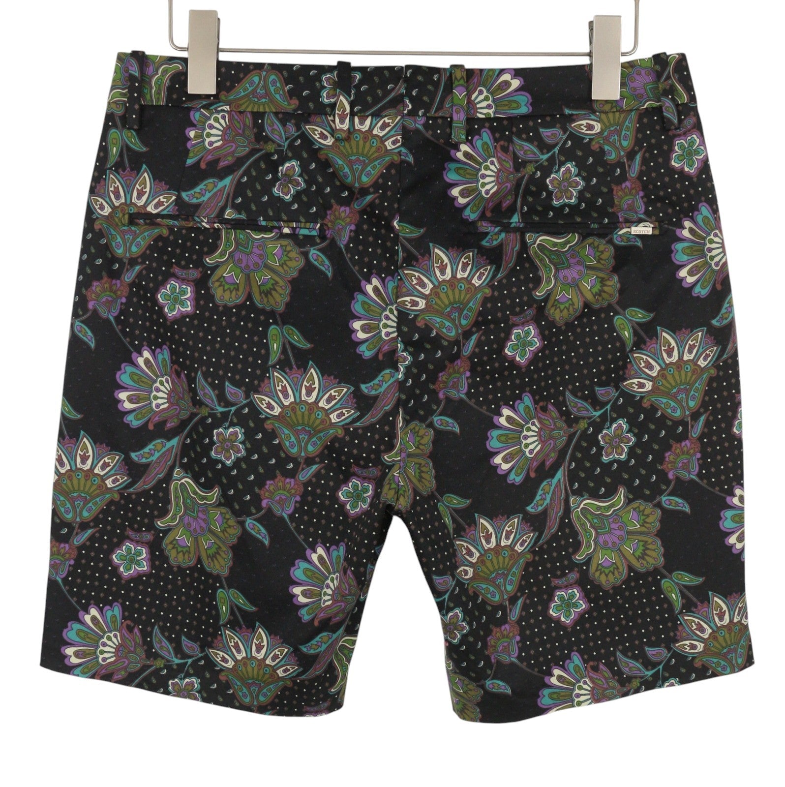 SCOTCH & SODA Men Shorts W34 Black Patterned Zip Fly Chino