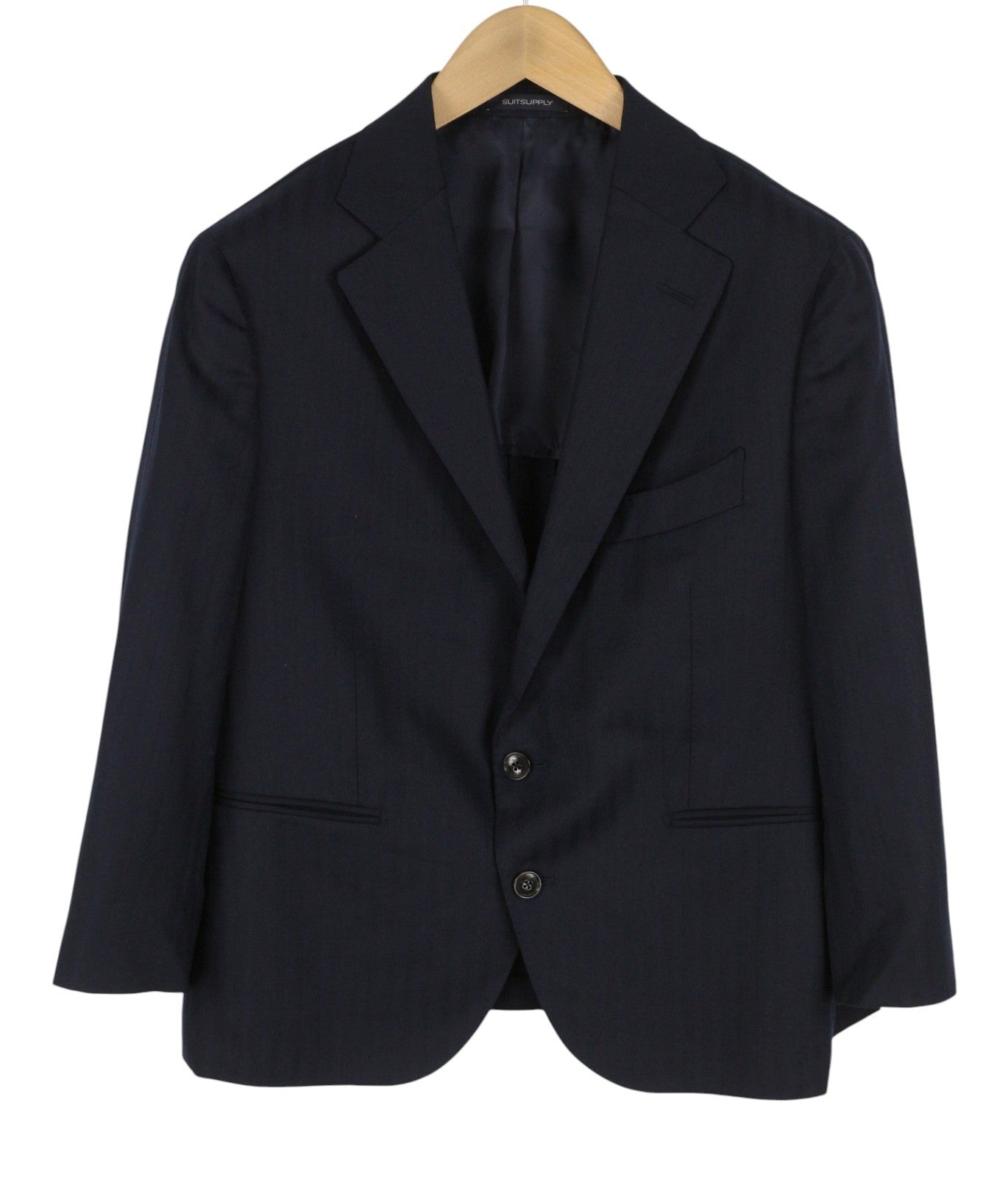 SUITSUPPLY La Spalla Men Blazer UK42S Dark Blue Wool Pinstriped Notch Lapel