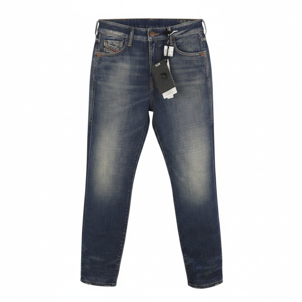 DIESEL D-Joy Z9A05 Women Jeans W28/L32 Blue Whiskers Faded Distress Slim Fit