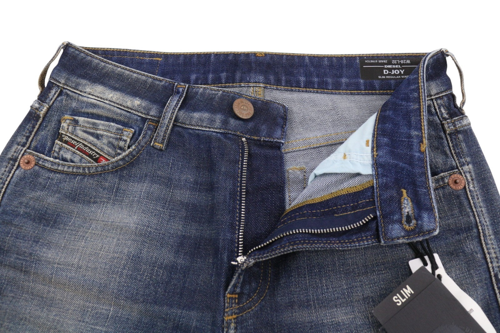 DIESEL D-Joy Z9A05 Women Jeans W28/L32 Blue Whiskers Faded Distress Slim Fit
