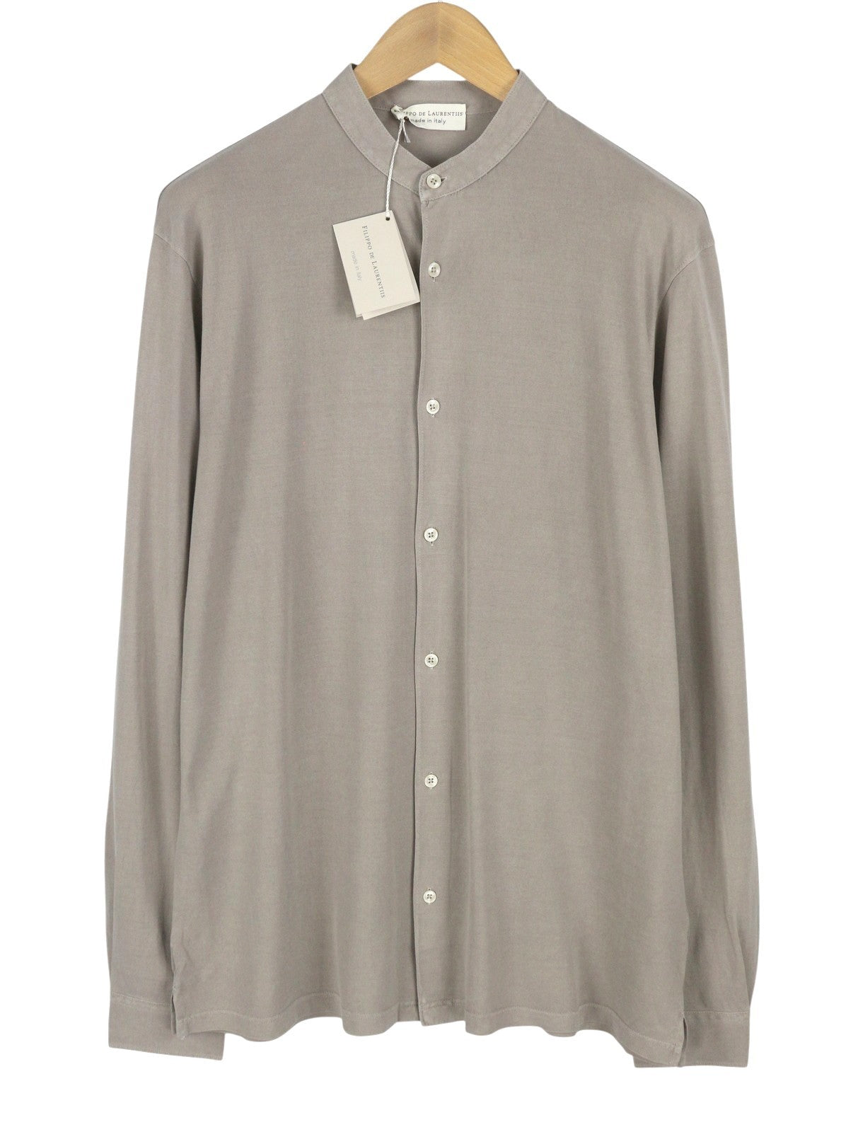 FILIPPO DE LAURENTIIS Men Shirt IT56 2XL Green Cotton Mandarin Neck Button-Up