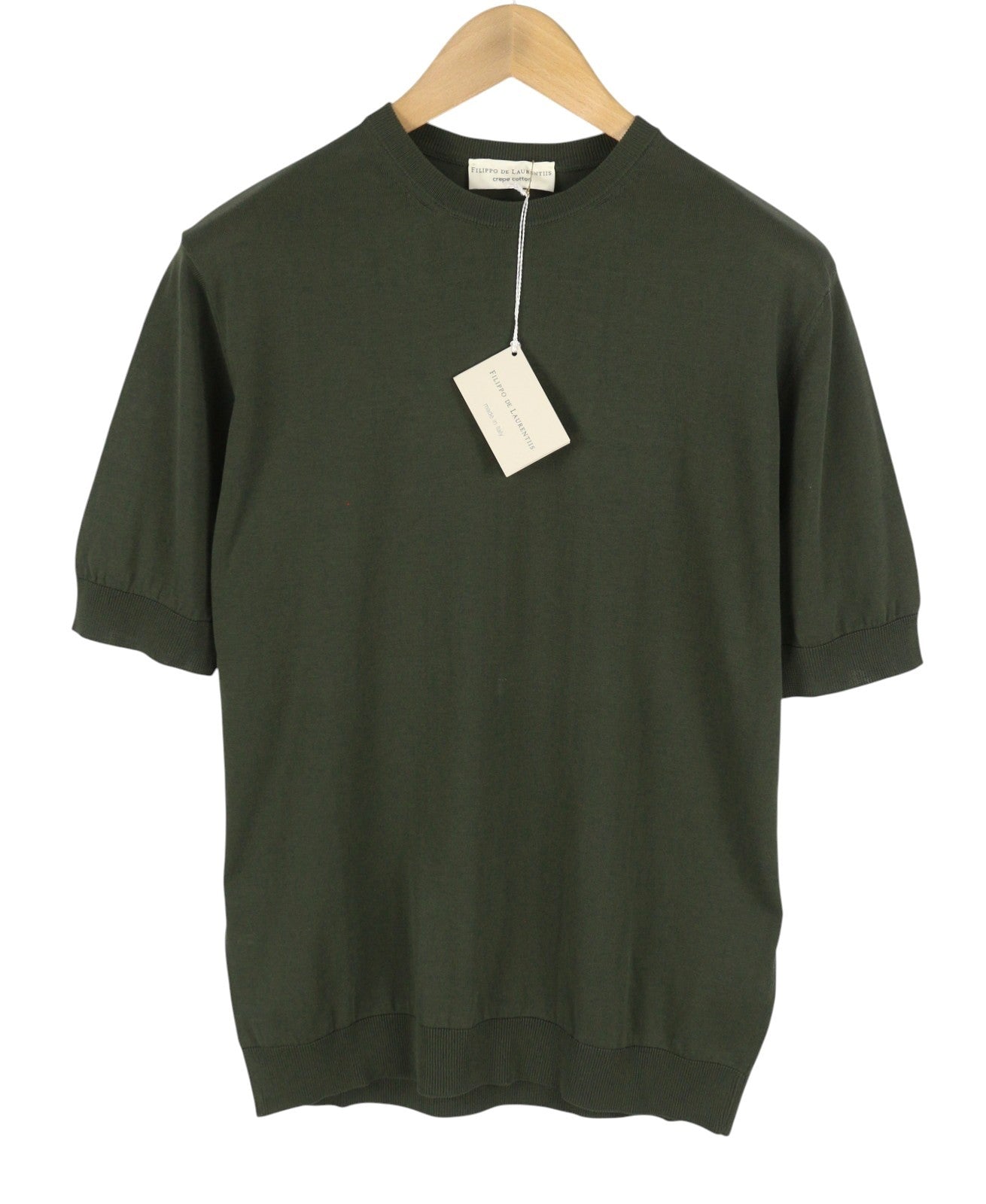FILIPPO DE LAURENTIIS Men T-Shirt IT52 L Military Green Cotton Short Sleeve