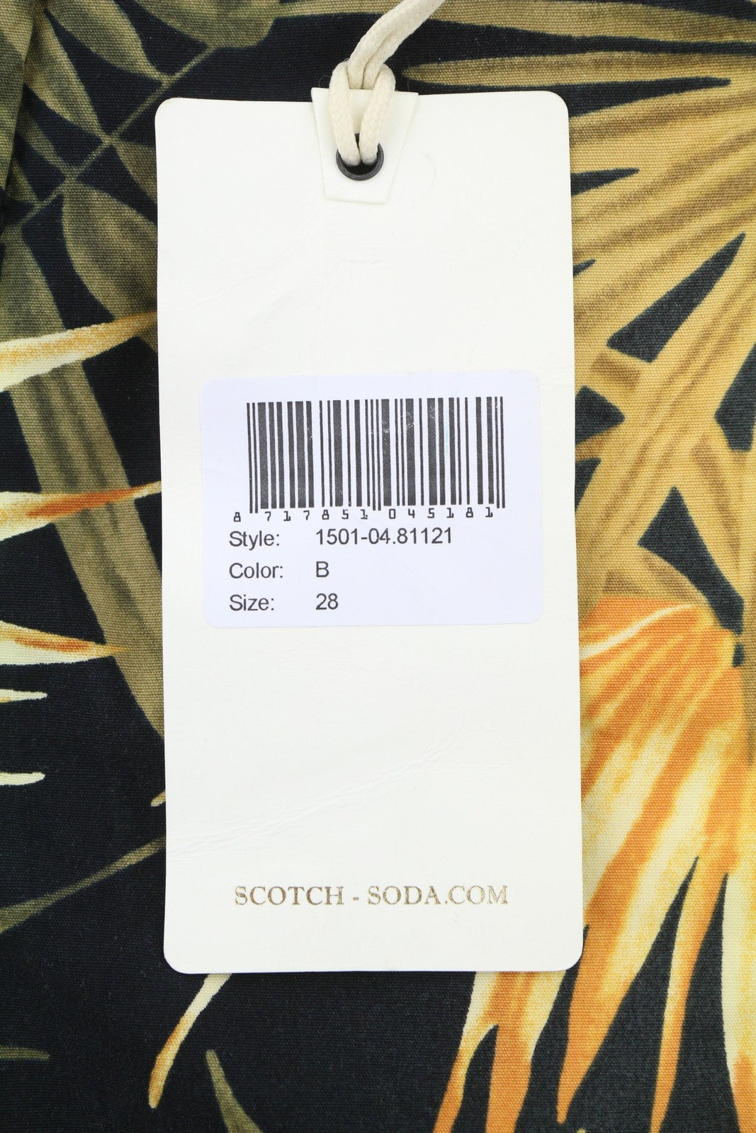 SCOTCH & SODA Men Shorts W28 Faded Leafs Pattern Cotton Zip Fly Chino