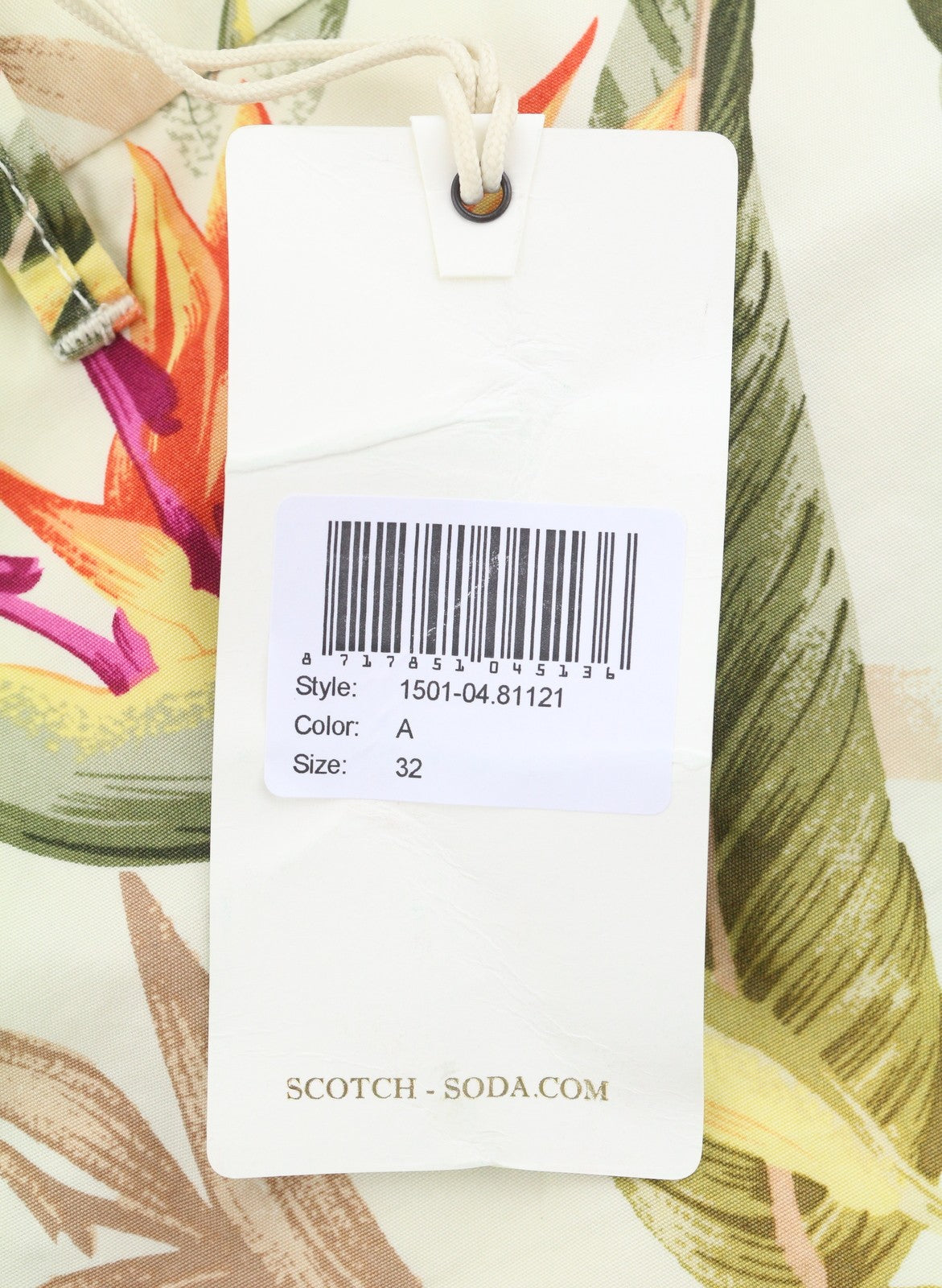SCOTCH & SODA Men Shorts W32 Beige Leafs Print Cotton Zip Fly Chino