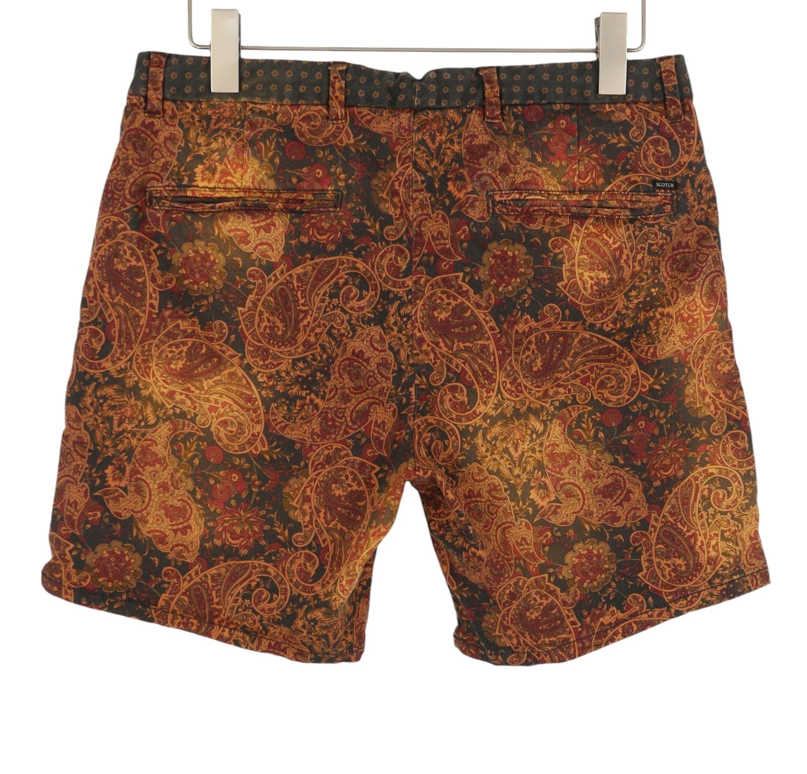 SCOTCH & SODA Men Shorts W33 Paisley Pattern Garment Dyed Faded Chino