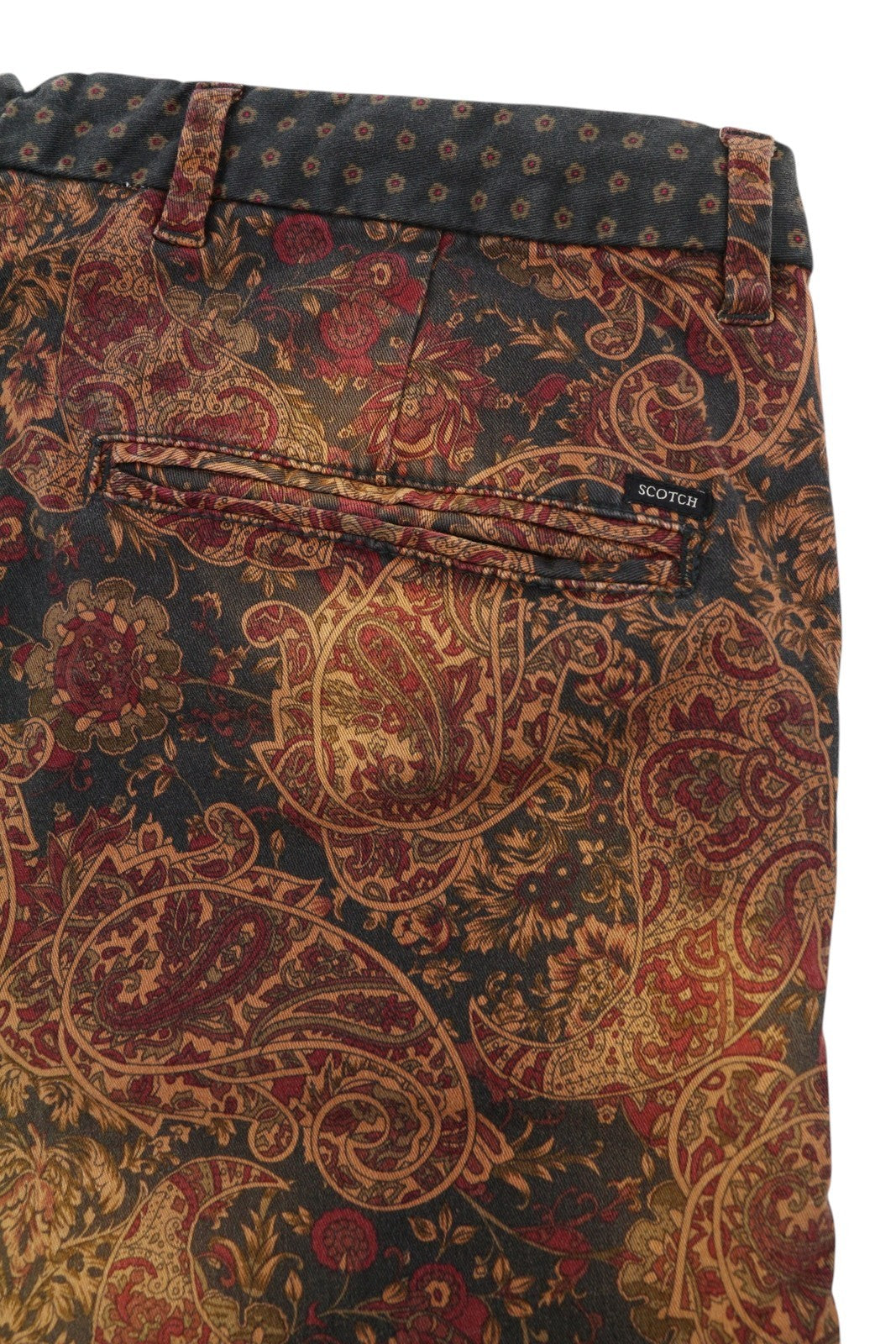 SCOTCH & SODA Men Shorts W33 Paisley Pattern Garment Dyed Faded Chino