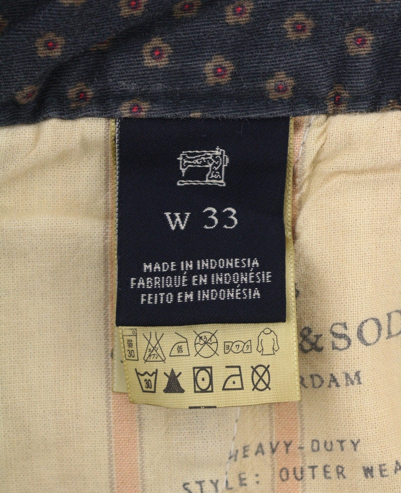 SCOTCH & SODA Men Shorts W33 Paisley Pattern Garment Dyed Faded Chino