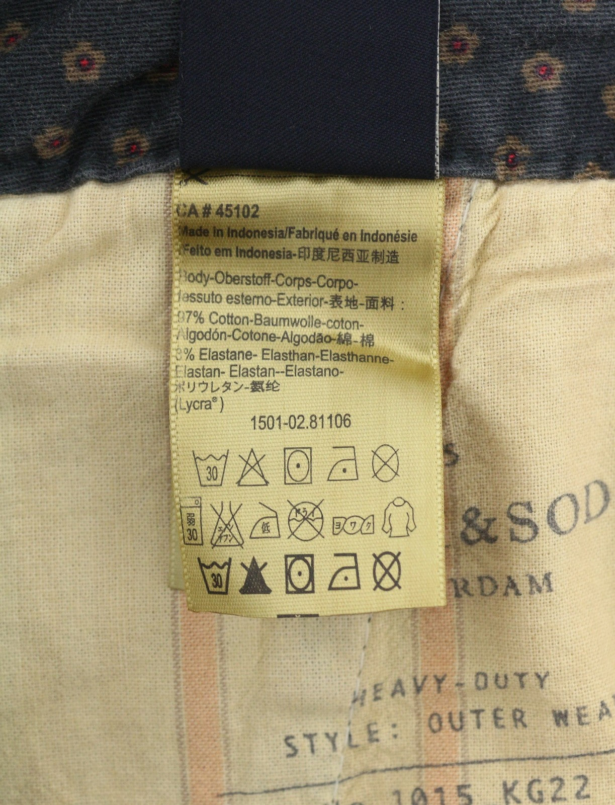 SCOTCH & SODA Men Shorts W33 Paisley Pattern Garment Dyed Faded Chino