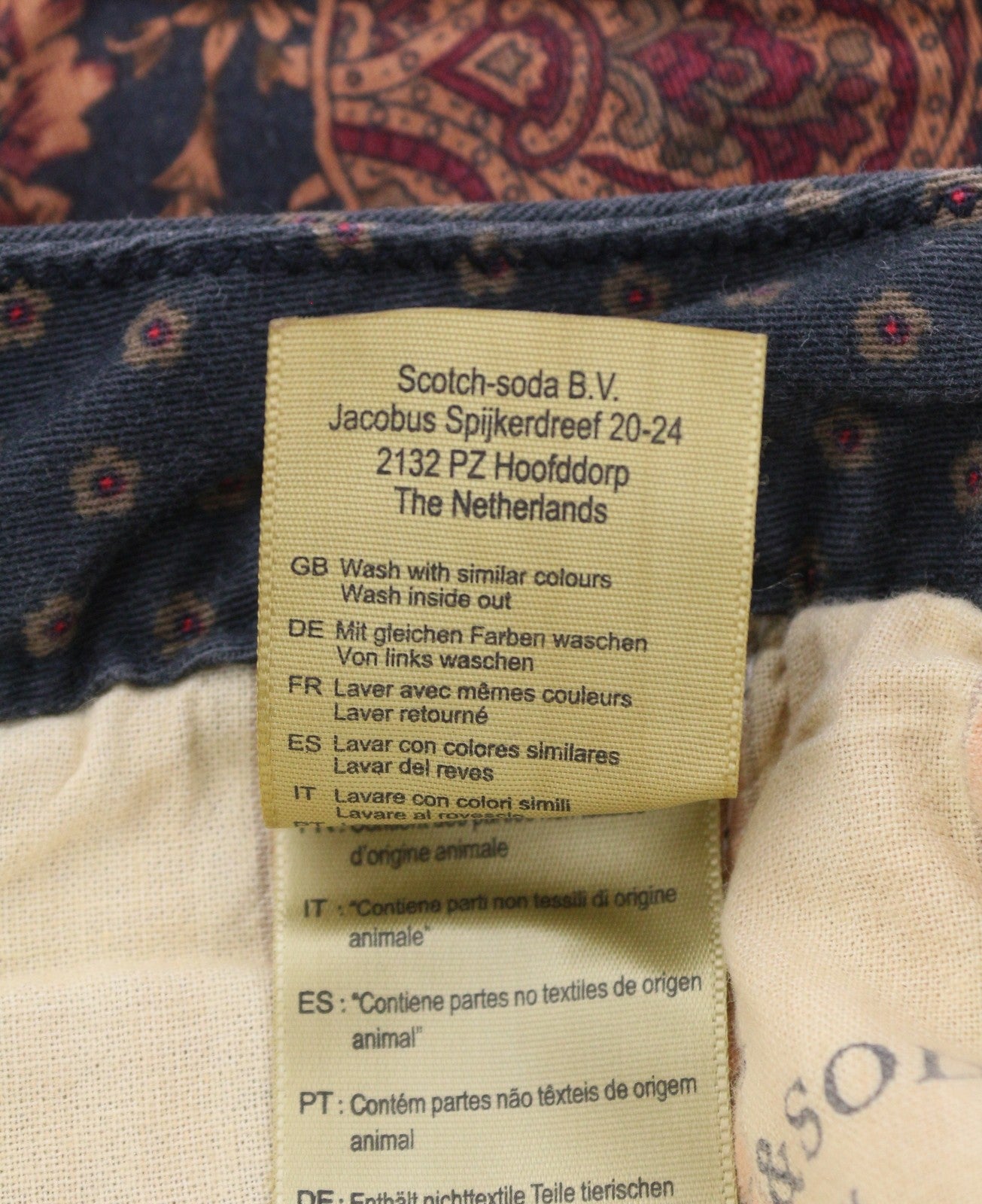 SCOTCH & SODA Men Shorts W33 Paisley Pattern Garment Dyed Faded Chino