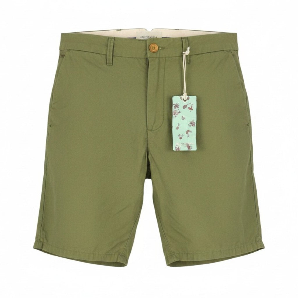 SCOTCH & SODA Men Shorts W29 Khaki Green Zip Fly Cotton Chino