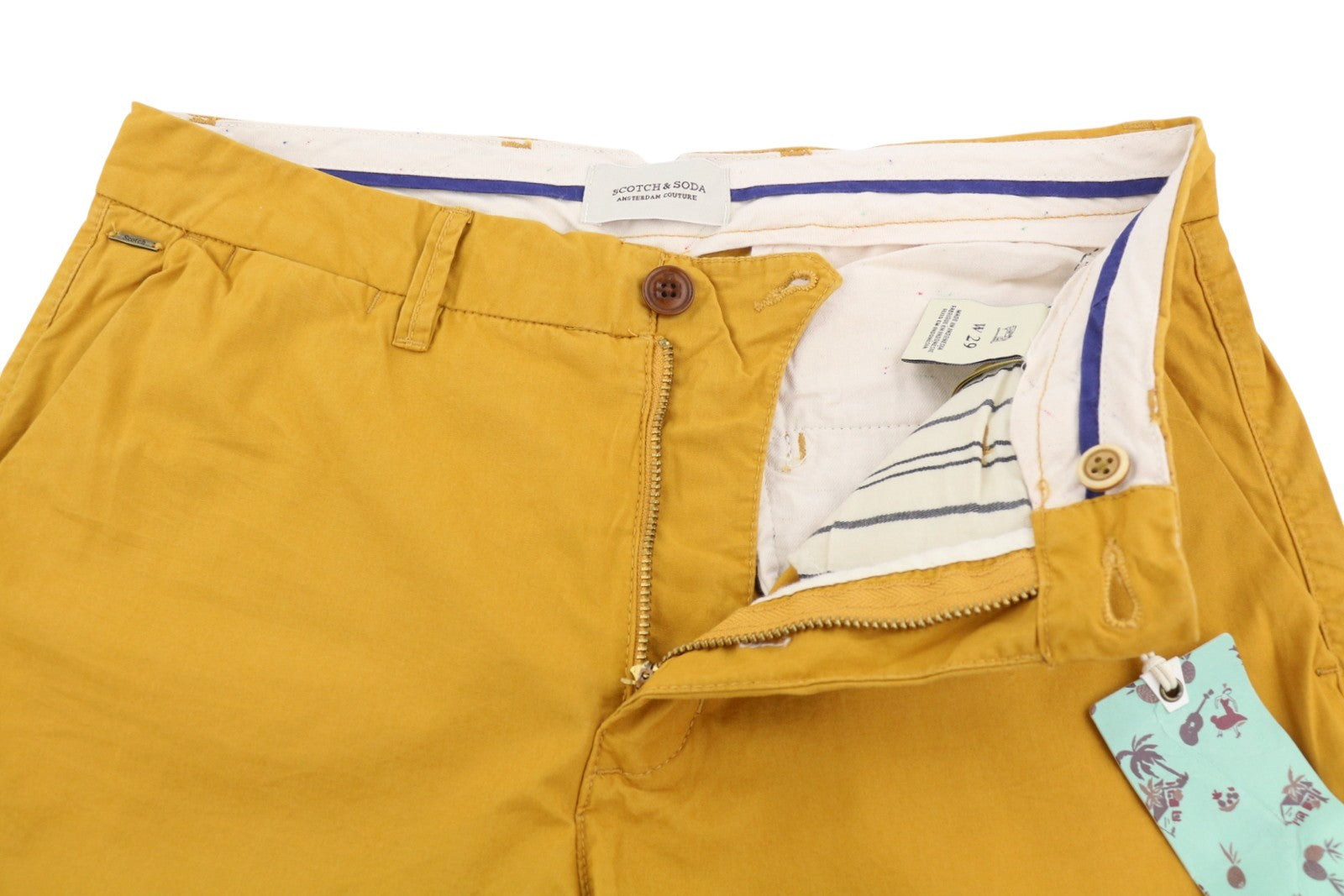SCOTCH & SODA Men Shorts W29 Orange Mustard Cotton Zip Fly Chino
