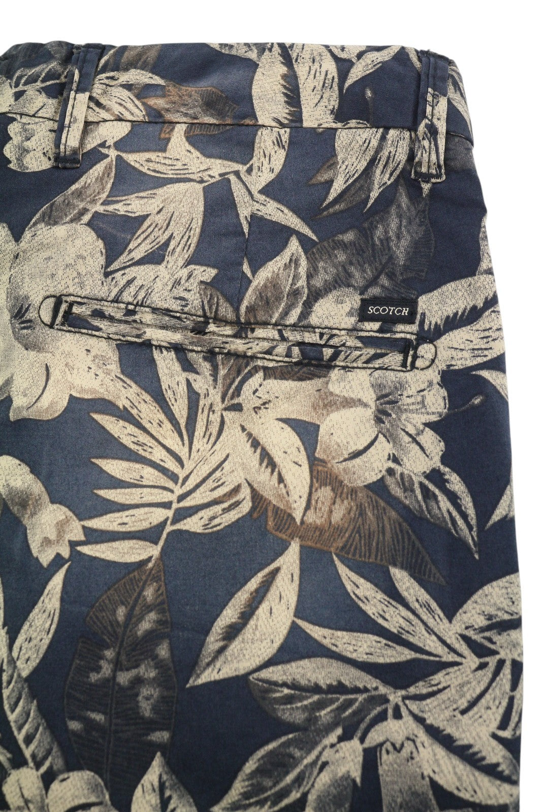 SCOTCH & SODA Men Shorts W28 Faded Floral Leafs Pattern Zipper Chino