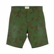 SCOTCH & SODA Men Shorts W33 Green Leafs Pattern Garment Dyed Chino