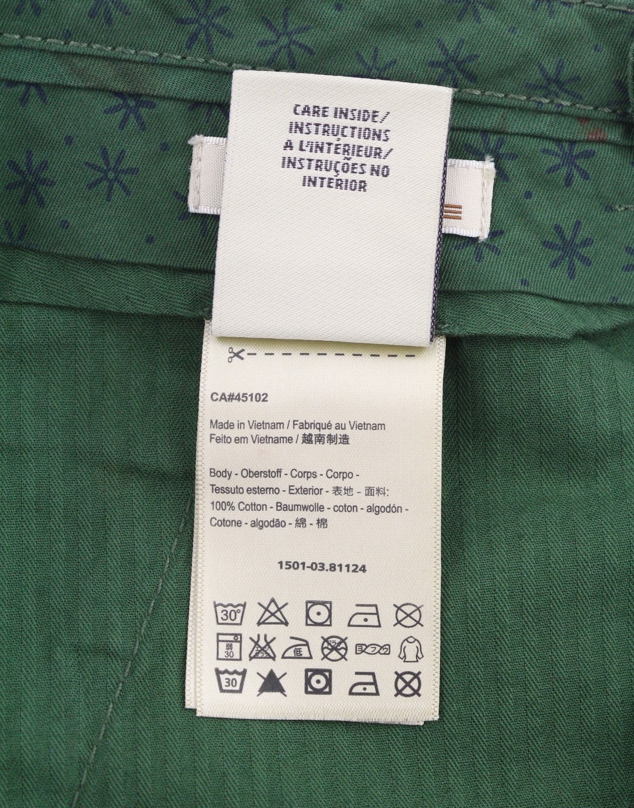 SCOTCH & SODA Men Shorts W33 Green Leafs Pattern Garment Dyed Chino