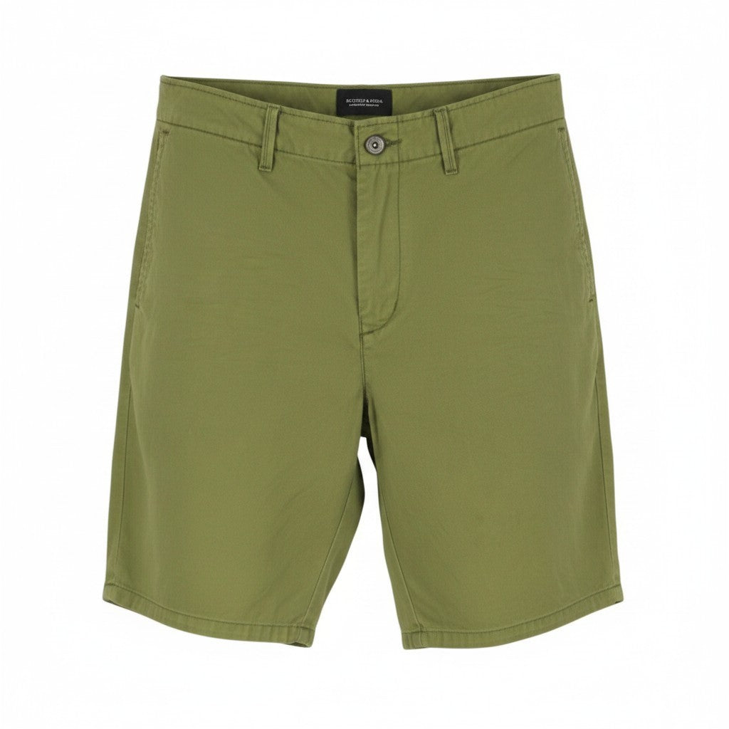 SCOTCH & SODA Men Shorts W32 Green Garment Dyed Zip Fly Chino