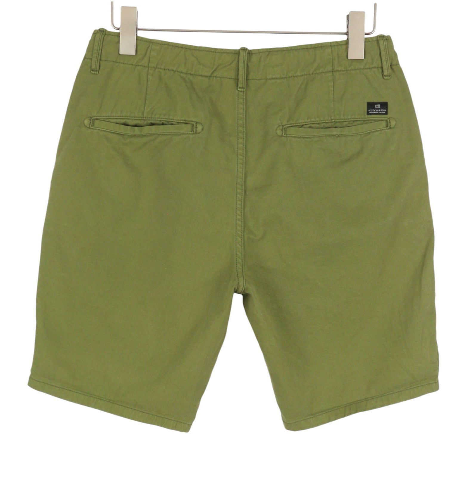 SCOTCH & SODA Men Shorts W32 Green Garment Dyed Zip Fly Chino