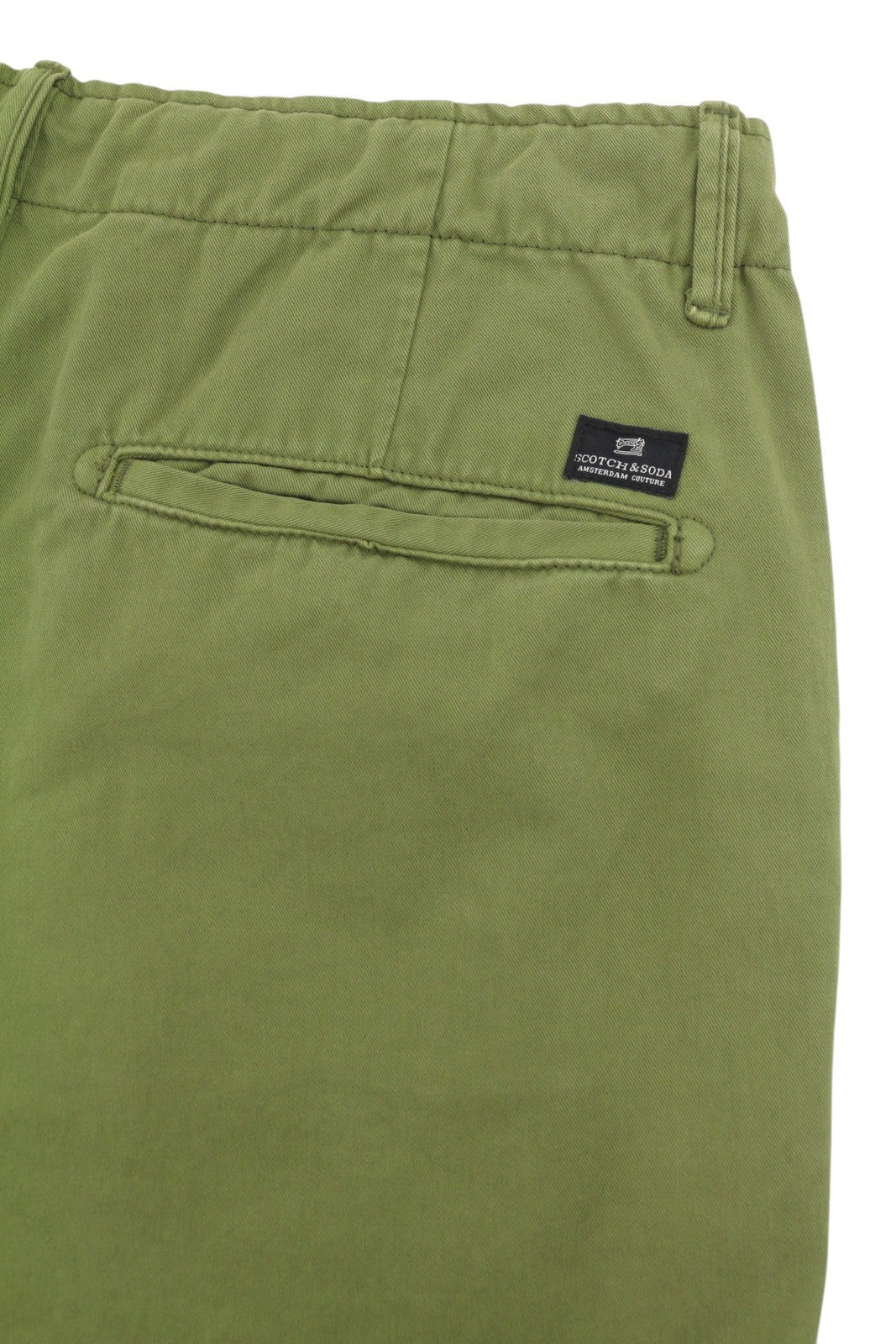 SCOTCH & SODA Men Shorts W32 Green Garment Dyed Zip Fly Chino