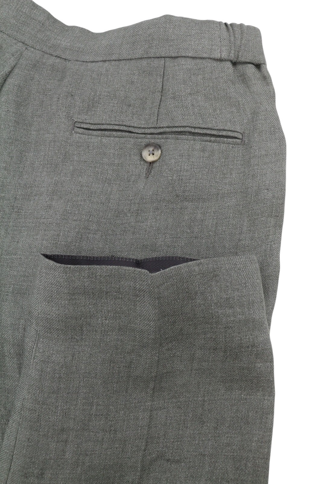 SUITSUPPLY Walter HP Ames Pleat ES Men Suit UK36R W32 Green Melange Pure Linen