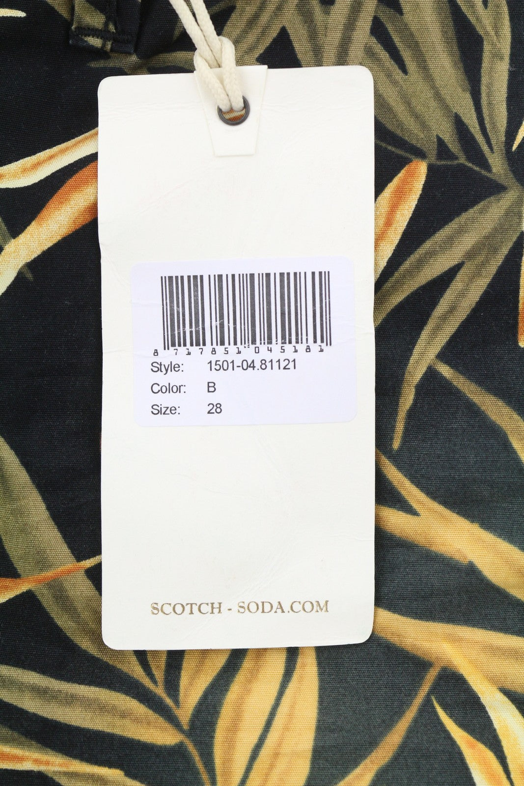 SCOTCH & SODA Men Shorts W28 Faded Leafs Pattern Cotton Zipper Chino