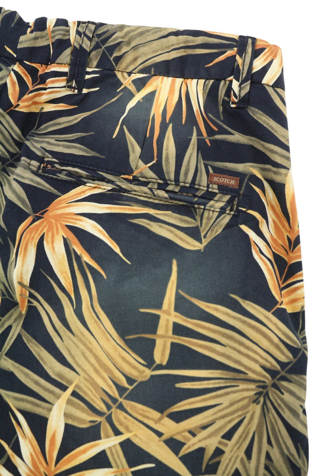 SCOTCH & SODA Men Shorts W28 Faded Leafs Pattern Cotton Zipper Chino