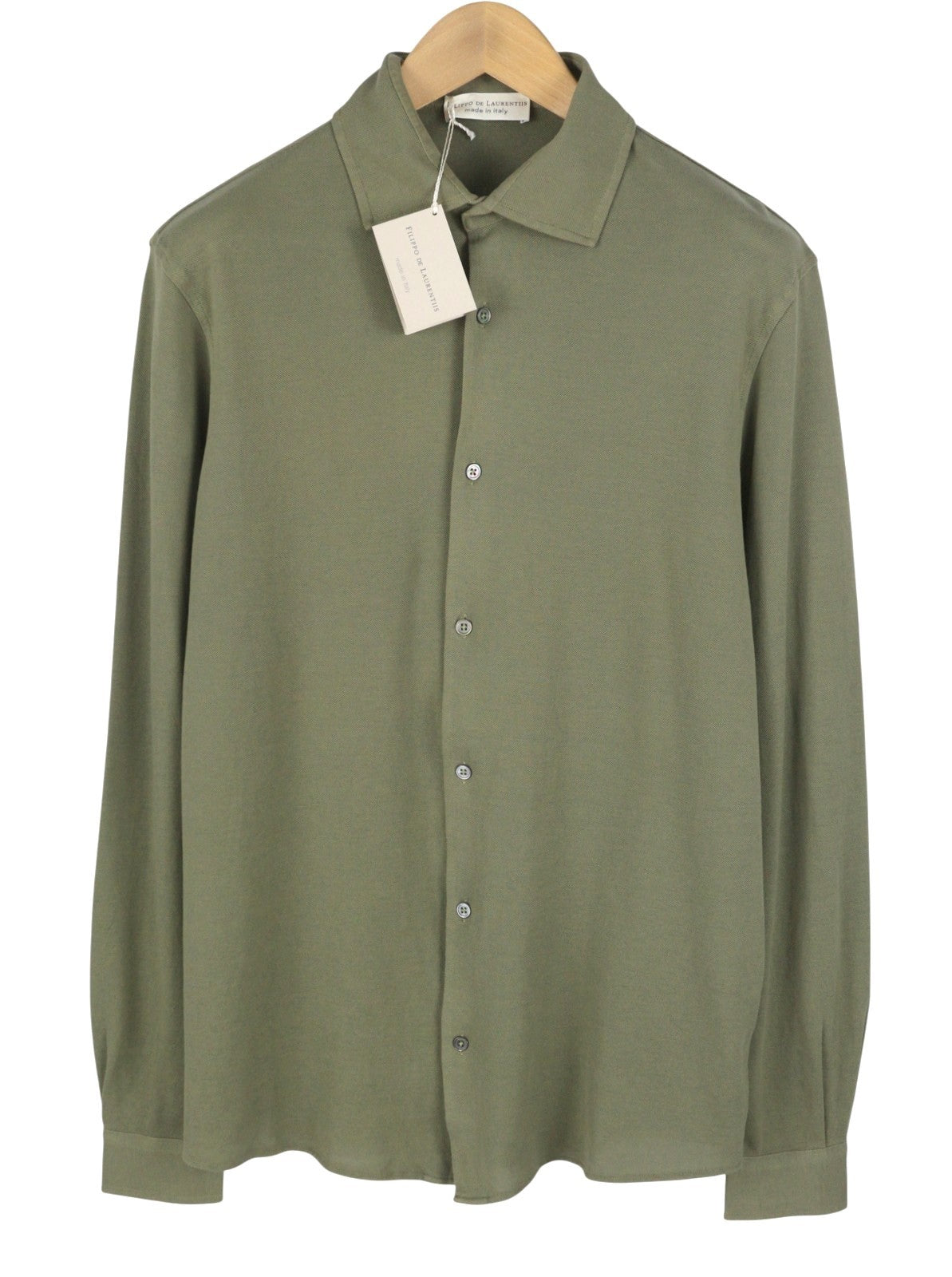 FILIPPO DE LAURENTIIS Men Shirt IT54 XL Green Cotton Cutaway Button-Up