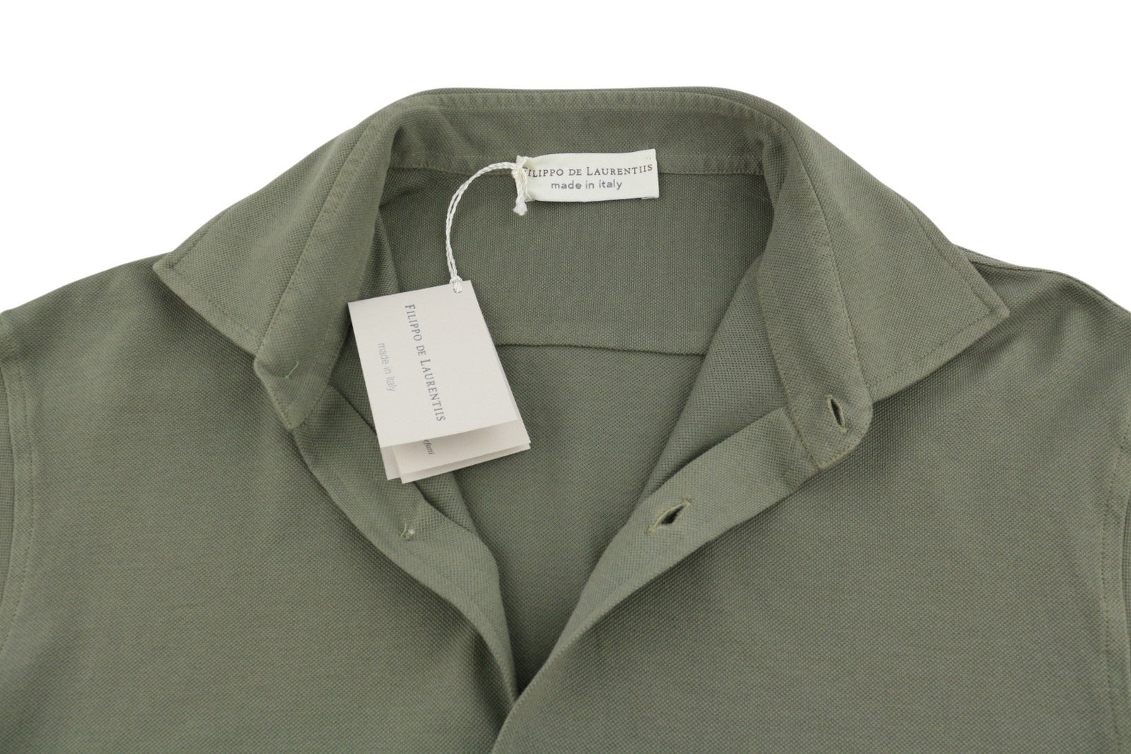 FILIPPO DE LAURENTIIS Men Shirt IT54 XL Green Cotton Cutaway Button-Up