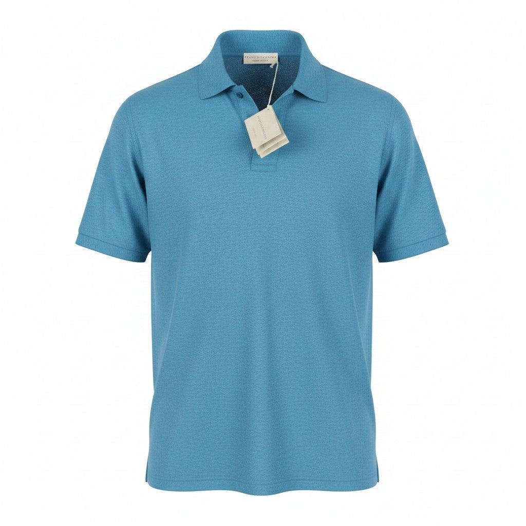 FILIPPO DE LAURENTIIS Skipper Men Polos IT52 L Blue Linen Blend Short Sleeved