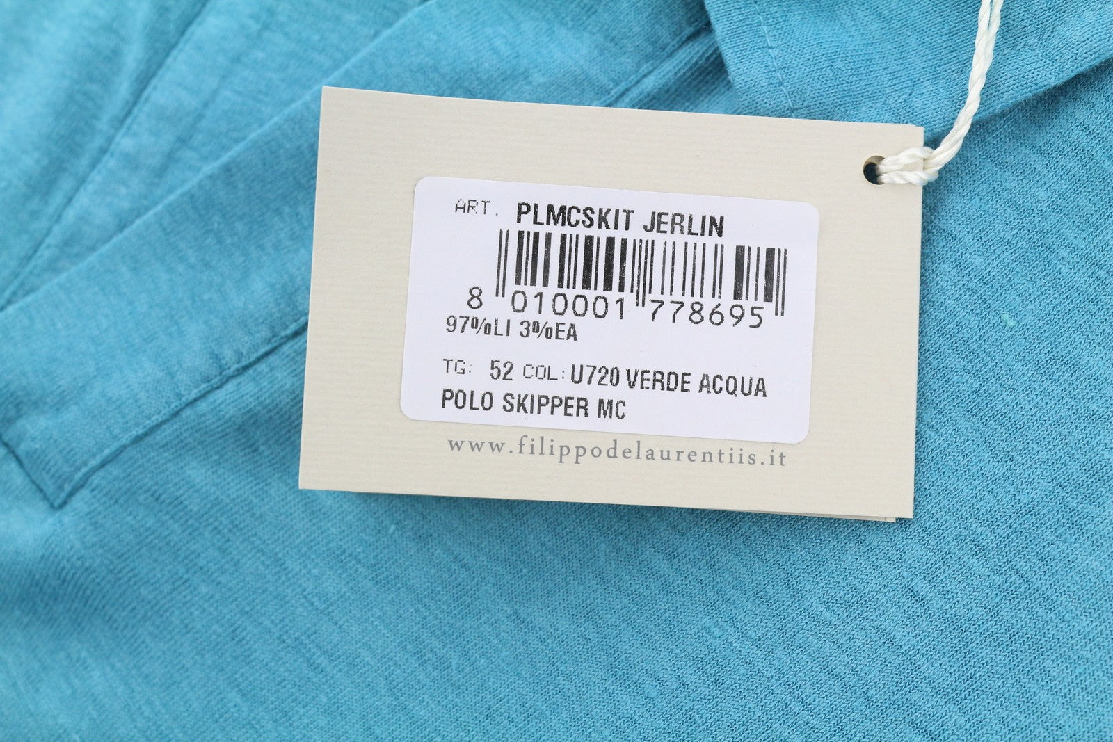 FILIPPO DE LAURENTIIS Skipper Men Polos IT52 L Blue Linen Blend Short Sleeved