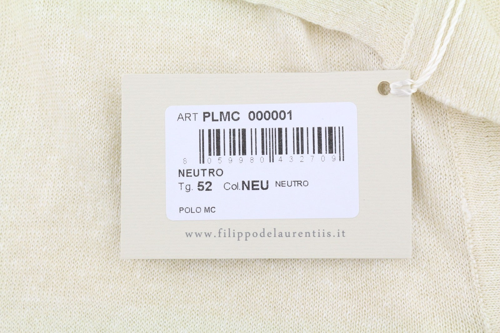 FILIPPO DE LAURENTIIS Men Polos IT52 L Beige Melange Linen Blend Short Sleeved