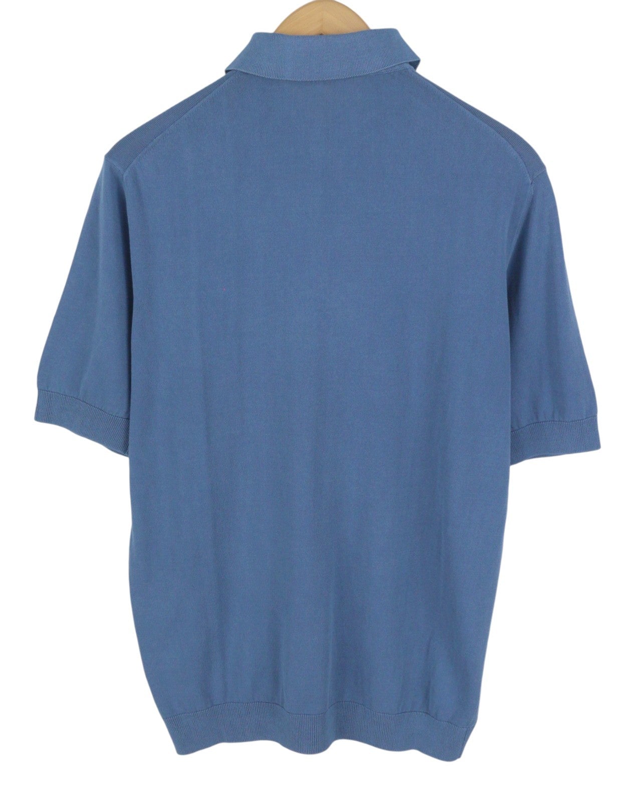 FILIPPO DE LAURENTIIS Men Polos IT54 XL Blue Cotton Half Button Short Sleeve