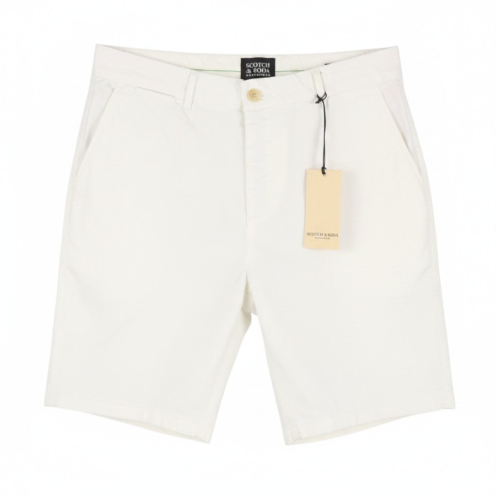SCOTCH & SODA Stuart Men Shorts W32 White Regular Slim Fit Stretch Chino