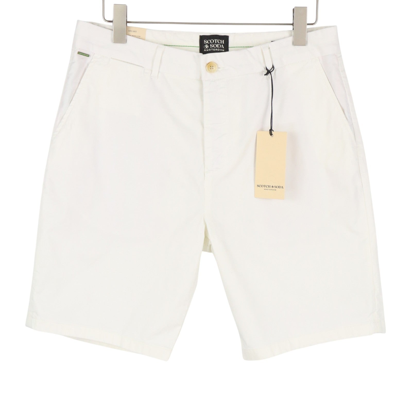SCOTCH & SODA Stuart Men Shorts W32 White Regular Slim Fit Stretch Chino