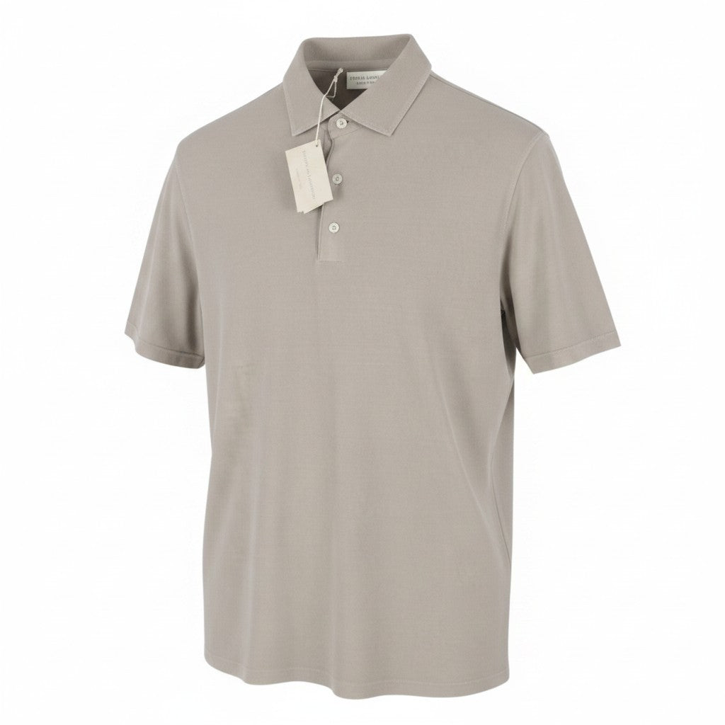 FILIPPO DE LAURENTIIS Men Polos IT50 M Grey Faded Cotton Short Sleeved