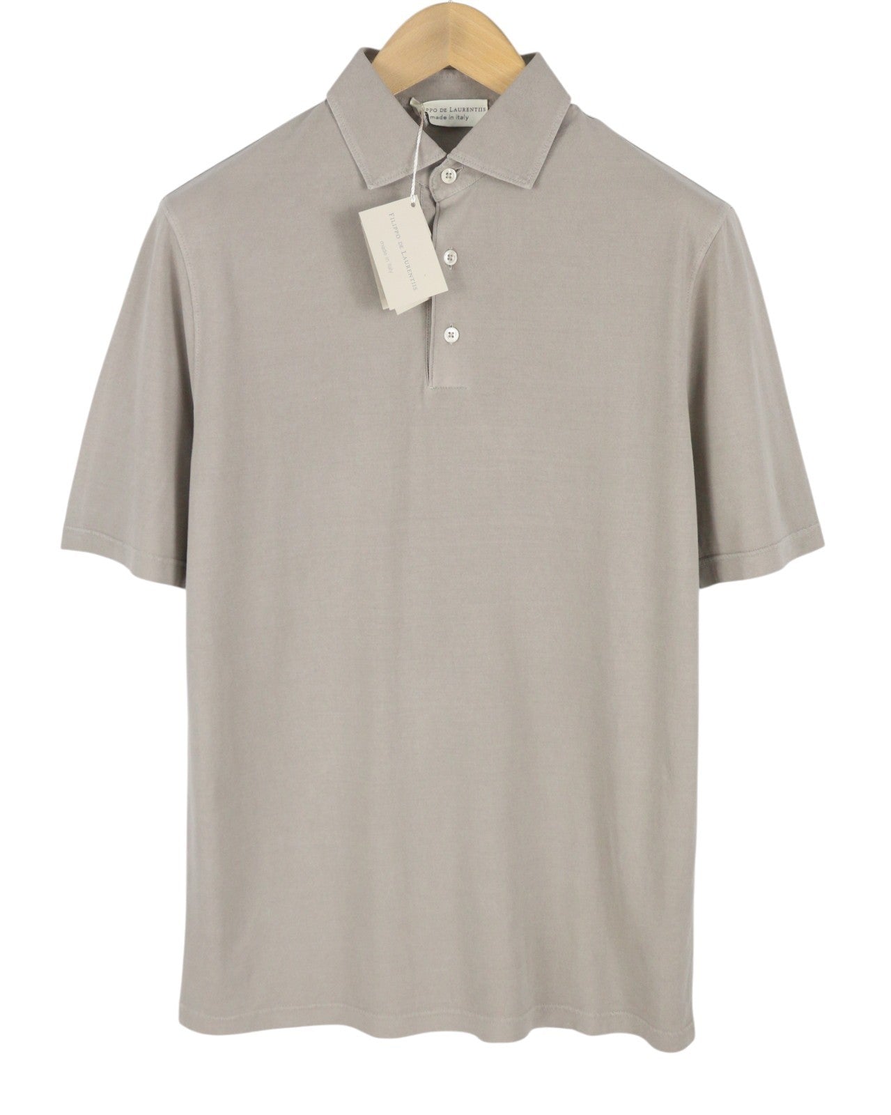 FILIPPO DE LAURENTIIS Men Polos IT50 M Grey Faded Cotton Short Sleeved